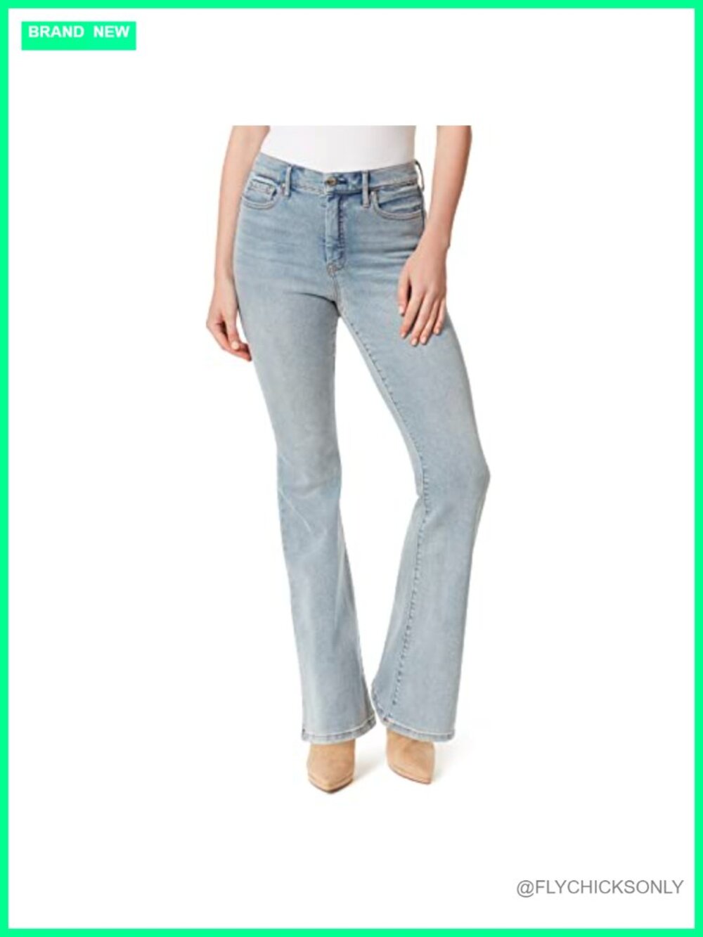 High Rise Fitted Flare Jeans Bell Bottom Denim Casual